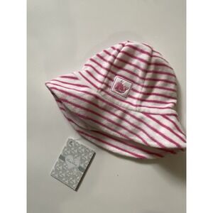 Kissy Kissy Terry Stripe Sun Hat Pink White Medium 6/9m New